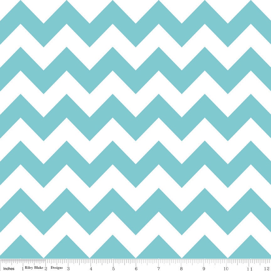 Chevron fabric by Riley Blake Designs, Cotton Chevron fabric, Medium Chevron in Aqua-Fat Quarter