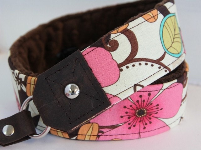 Floral Padded Camera strap - Premier Edition with Minky- Handmade in the USA