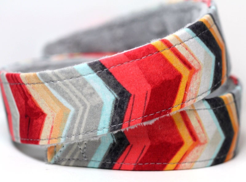 Navajo inspired Chevron Camera Strap with quick release and Gray Minky