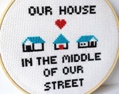Embroidery Hoop Art. Our House lyrics by Madness.  Embroidered lyrics.