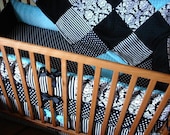 Custom Black White and Choose your Accent Color 4-Piece Complete Crib Nursery Bedding Set
