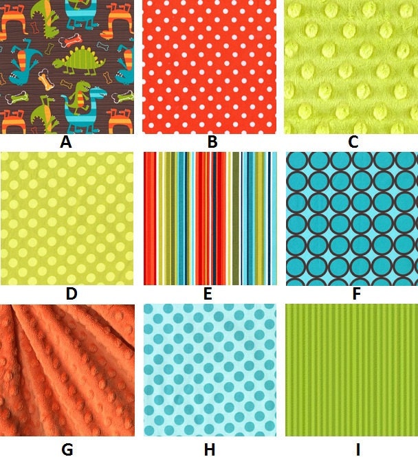 Custom Dino Dudes FUN BRIGHT Choose and Customize Complete 4-Piece Crib Nursery Bedding Set