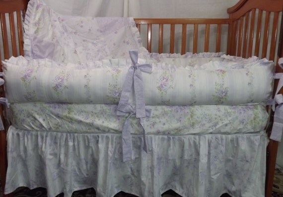 Custom Crib Bedding Set 4-Piece Complete made with Rachel Ashwell's Shabby Chic Treasures Lavender Palette