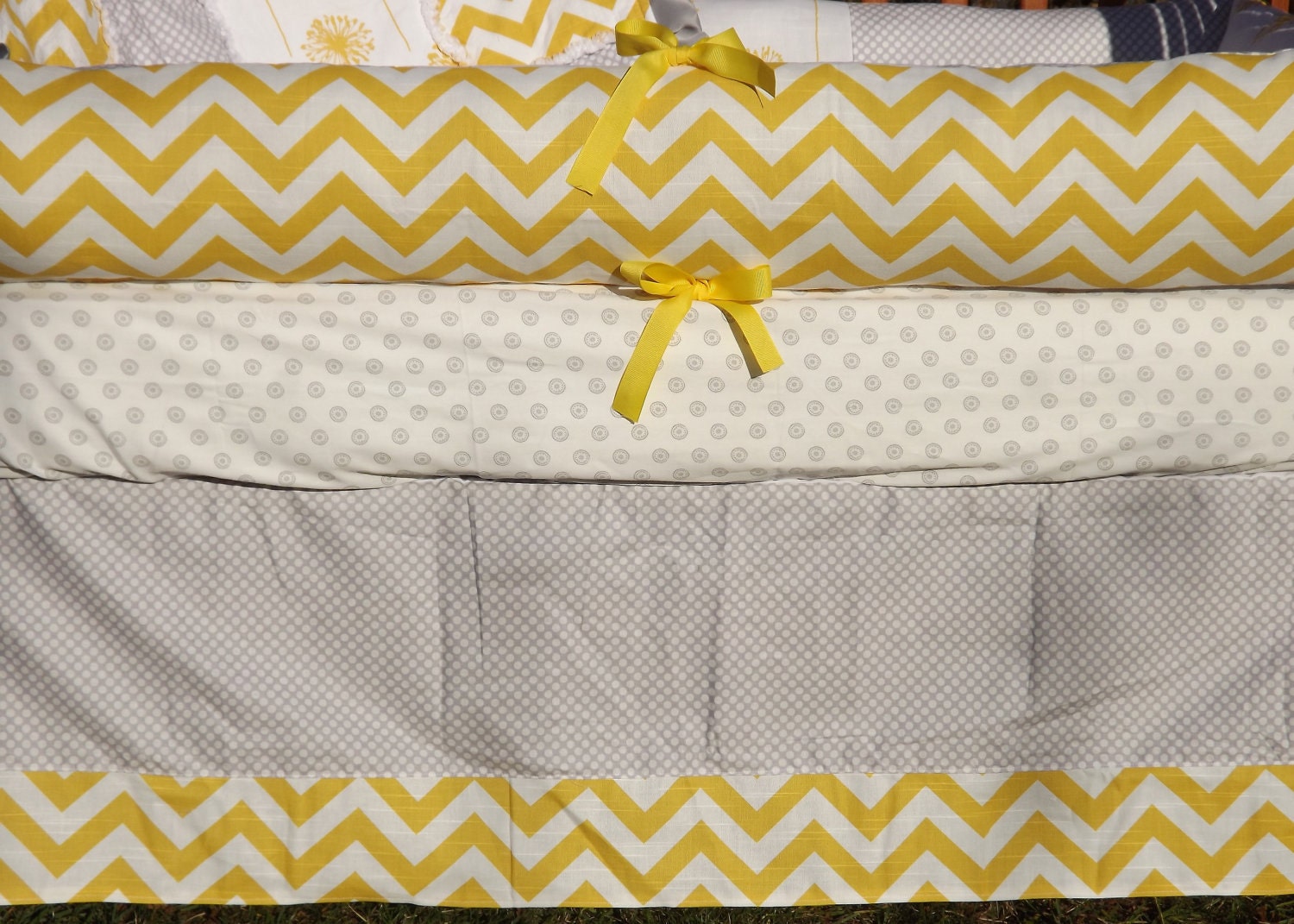 Custom Corn Yellow and Grey Boutique Crib Bedding GENDER NEUTRAL Complete 4-Piece Set