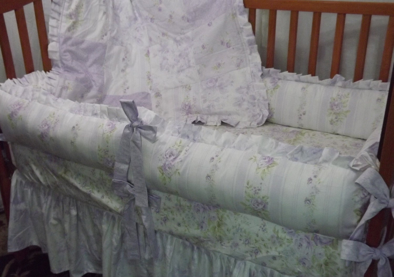 Custom Crib Bedding Set 4-Piece Complete made with Rachel Ashwell's Shabby Chic Treasures Lavender Palette