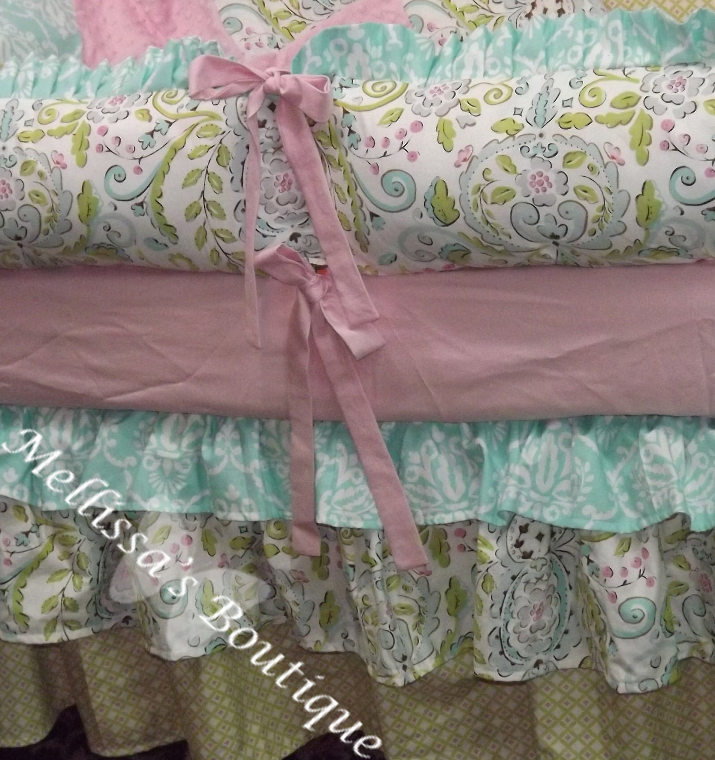 Custom Posh Ruffled with Triple Tiered Crib Skirt Luxury Crib Bedding Set CHOOSE & CUSTOMIZE