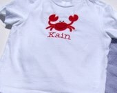 Personalized Tee Shirt with Red Crab Applique