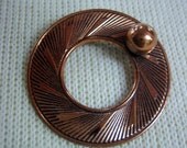 Vintage Copper Circle Brooch 60s Pin