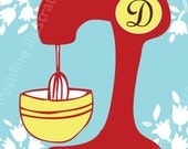 Kitchen Art - Mixer Monogram For the Love of Baking, Cooking, Cupcakes or any other phrase 8x10 Art Print