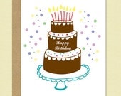 Birthday Card - Confetti Birthday Cake Greeting Card with Envelope