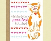 Cute Cat Birthday Greeting Card with Envelope