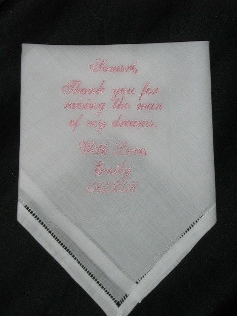 Monogrammed Embroidered Ladies Bridal and/ or Mens Wedding Handkerchief
