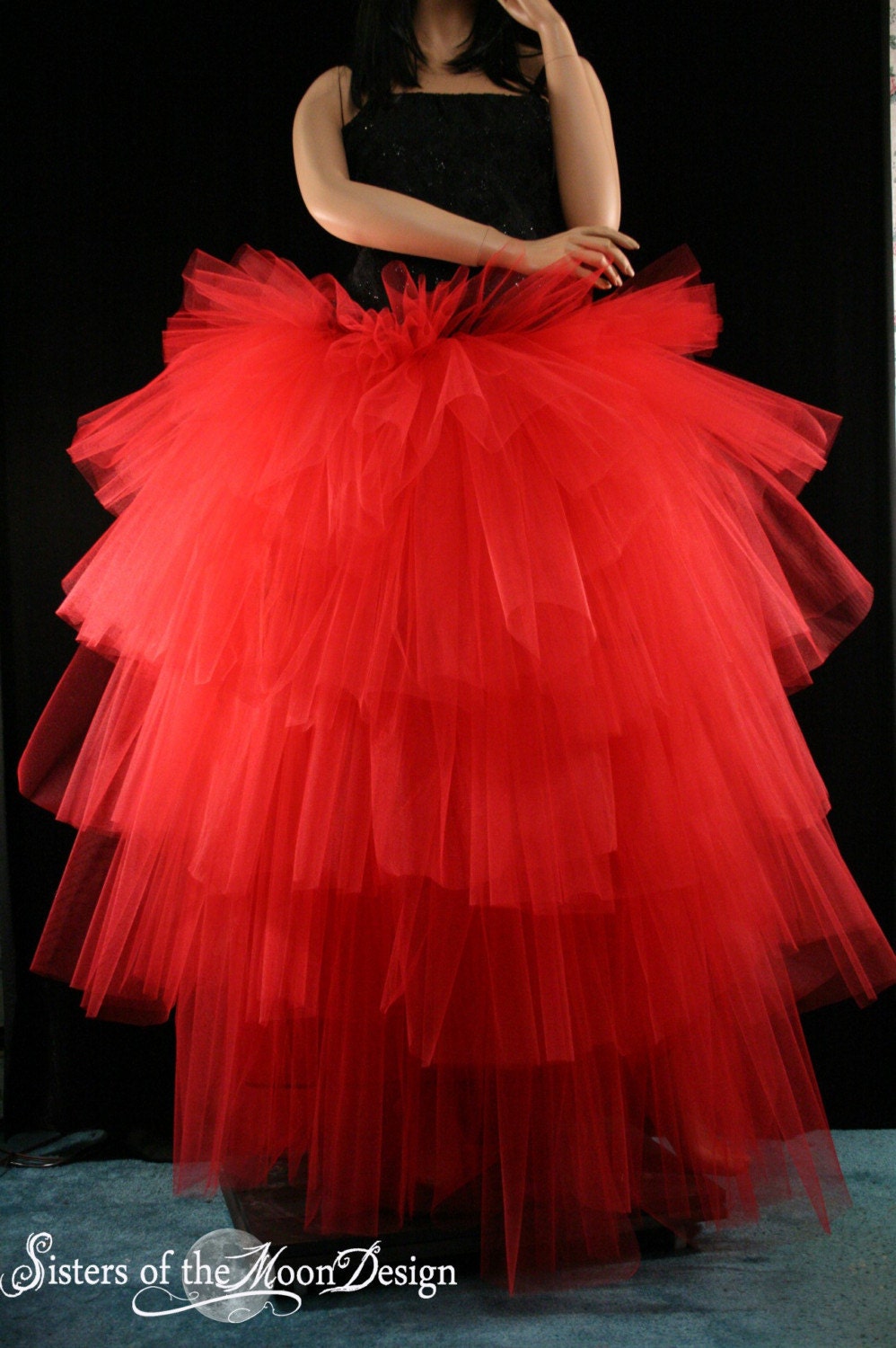 Lydia styled red romantic tutu skirt prom formal floor length -- You Choose Size -- Sisters of the Moon