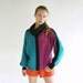 Vintage 80s Angora Sweater Slounchy Oversized Cowl Neckline S M L Bright Magenta Teal  Black