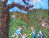 Custom Made-to-order Wall Hanging - Family Portrait and Other Subject Needle Felted fine art -  Wall hanging -painting Waldorf inspired