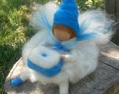 Tooth fairy - Boy - Waldorf Inspired Needle Felted in Blue and White Waldorf Inspired by Rebecca Varon