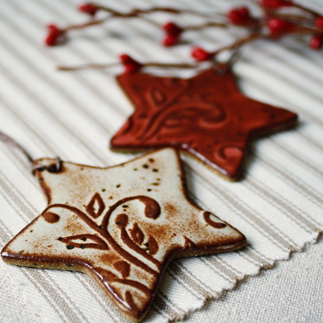 Handmade ceramic christmas ornaments- Eco Stars