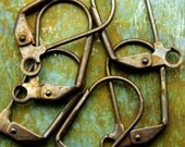 Six PAIRS Brass Leverback Earwires - Hand Antiqued