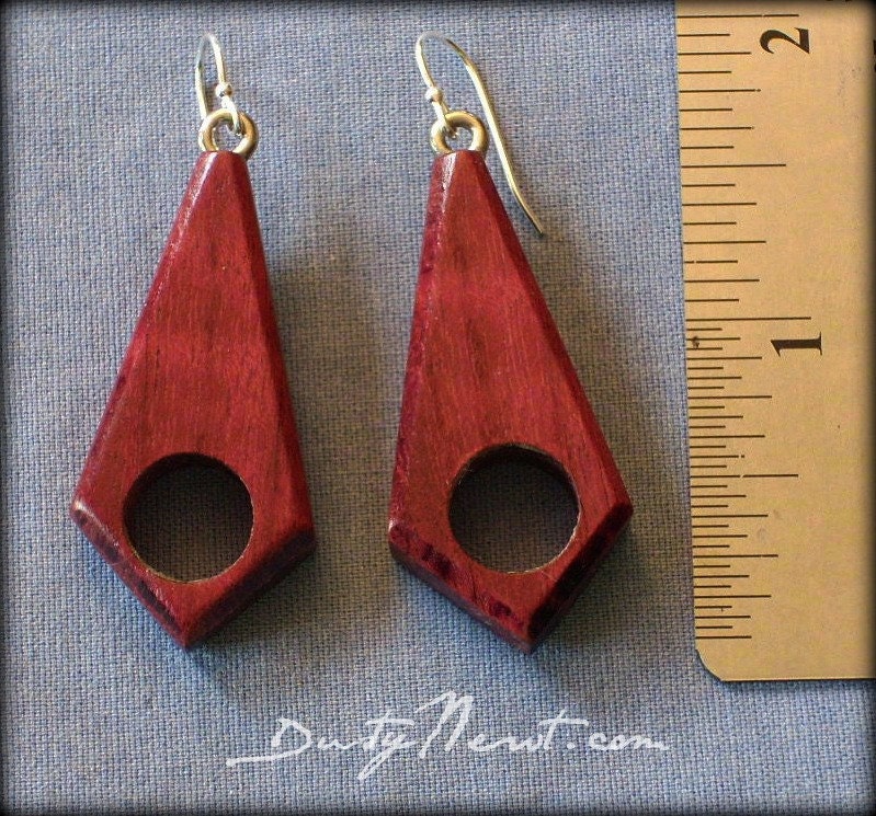 Wooden Prism Earrings - Purpleheart