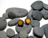 MINIATURE Cupcake Dandelion Caramel Yellow Twig Wooden Stud Earrings No 5 by Tanja Sova