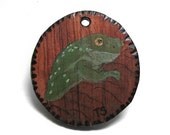 Pyrography Original Art Magnificent Tree Frog - Litoria splendida pendant by Tanja Sova