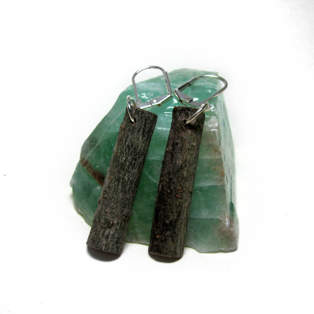 Magnolia Rustic Twig Wooden Earrings by Tanja Sova