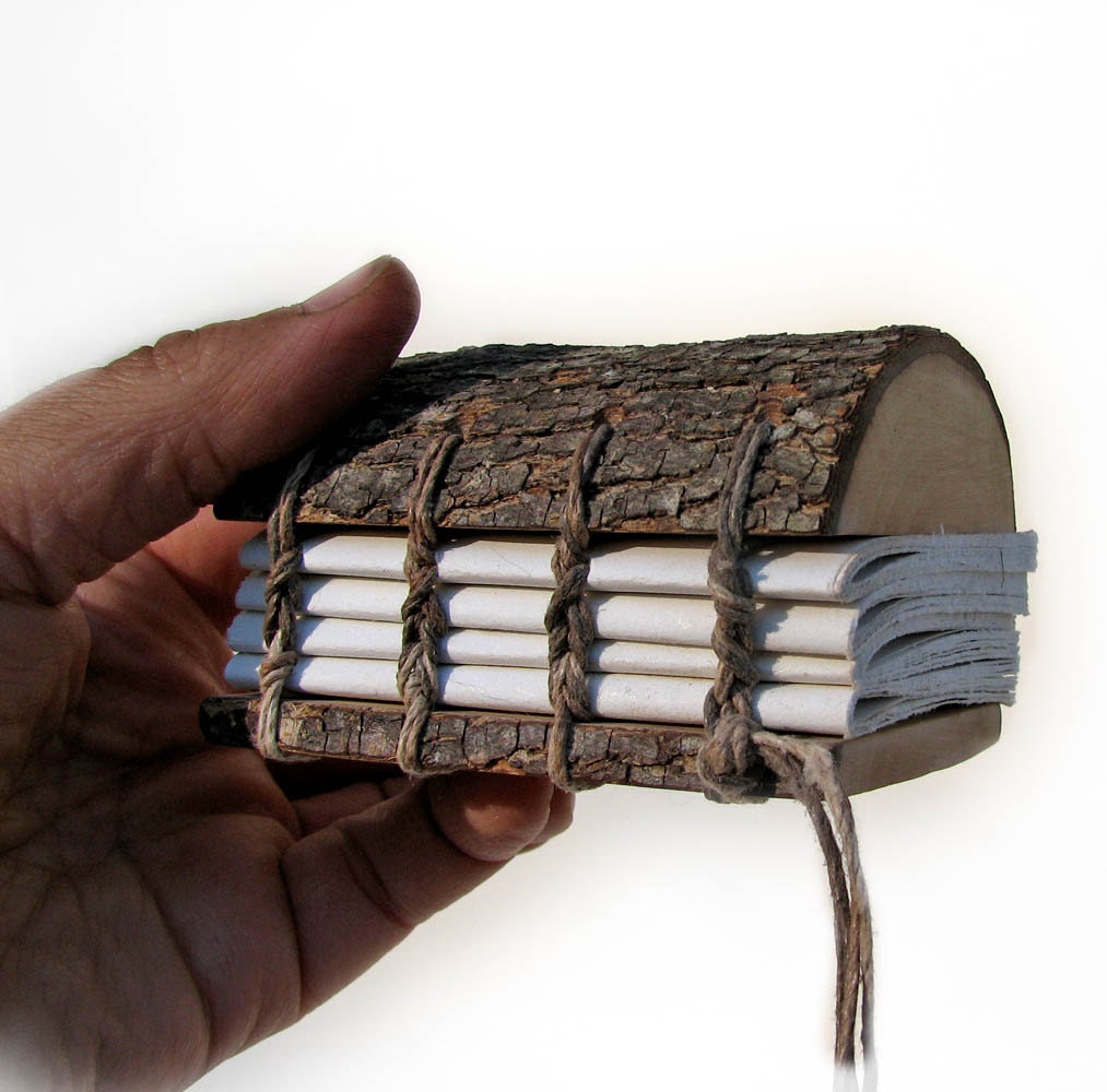 Mini Rustic Natural Bark Bradford Pear Wood Address Book or Wedding Guestbook or Journal by Tanja Sova