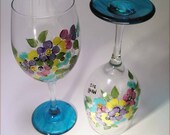 Floral Hand Painted Wine Glasses