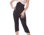 Penny Super High Waisted Pointy Capri Pants in Black Stretch Cotton Twill (XS-XL)