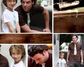 FATHER and SON gift set.........Short Sleeves  fine jersey tshirt with Happy stripes NECKTIE applique