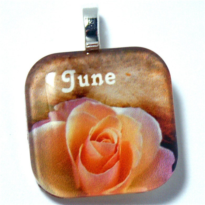 Rose Birth Flower June Necklace Pendant