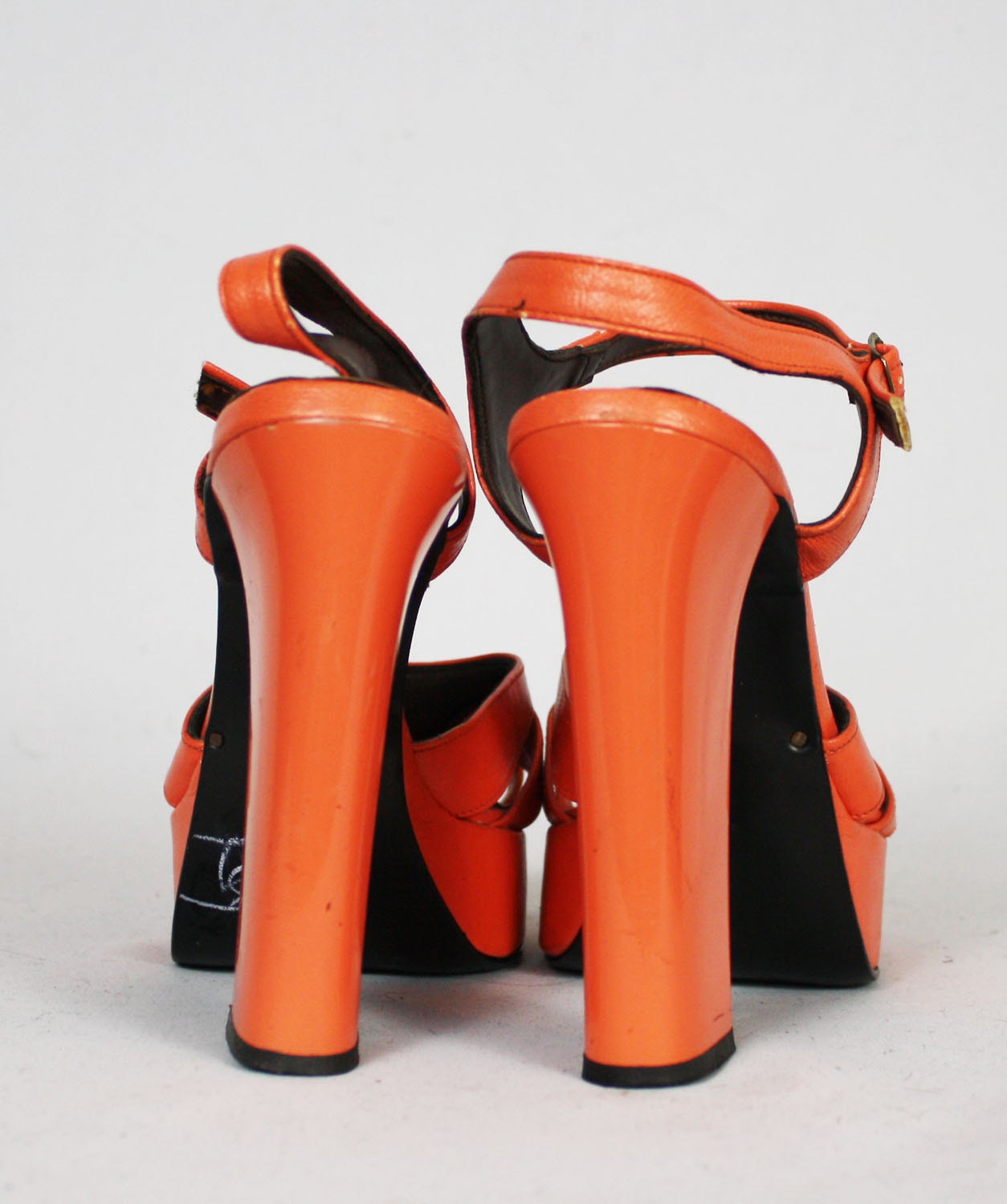 70's Vintage Glam Rock Orange Platform Shoes