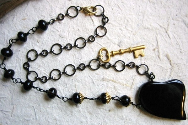 Key to My Heart - Wire Wrapped Statement Heart Necklace
