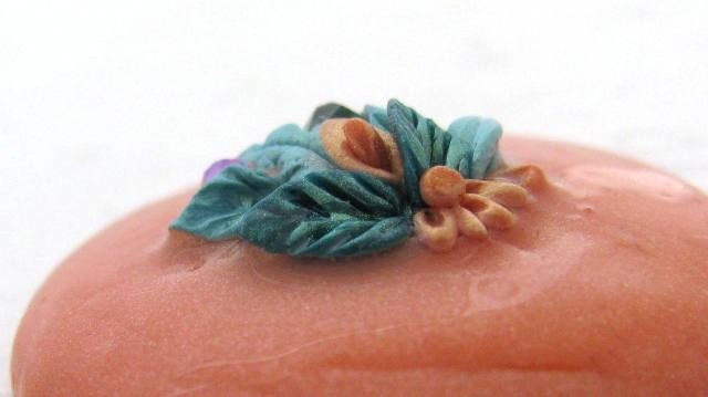 Tangerine Canteloupe Cabochon Flowers Sculpted Applique