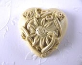 Heart Pendant Ivory Applique Focal Bead