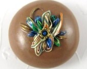 Cabochon Brown High Dome Flowers Applique