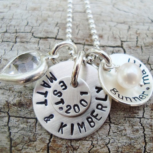 all about me... personalized handstamped mothers necklace