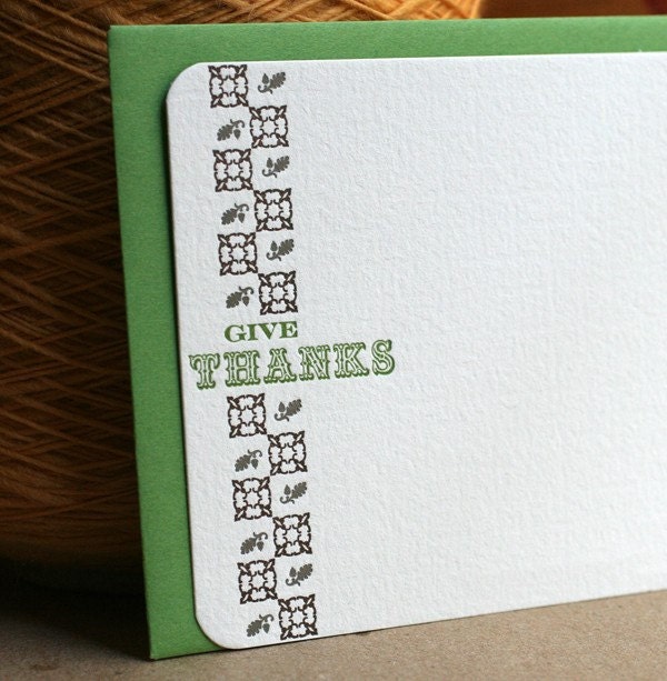 GIVE THANKS letterpress flat card