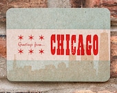 Greetings From Chicago letterpress postcard