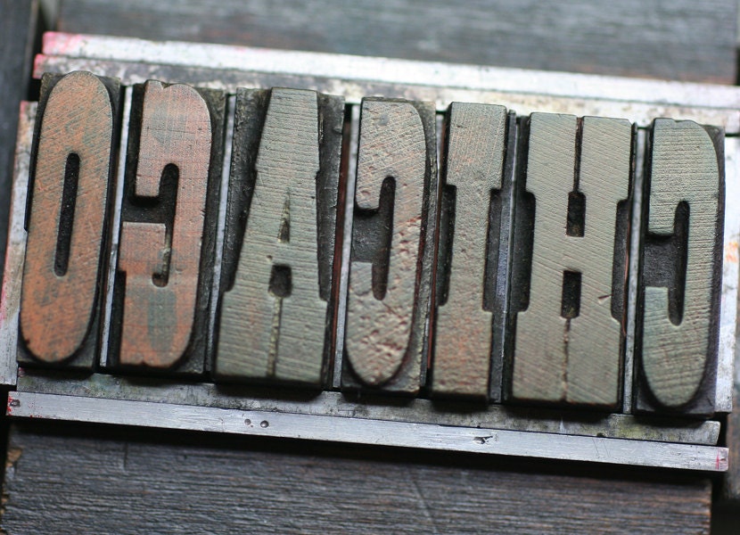 Greetings From Chicago letterpress postcard