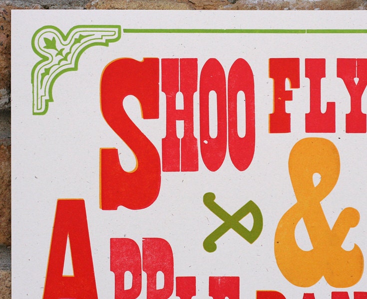 Shoo Fly Pie letterpress poster