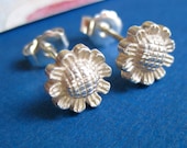 Silver Sunflower Studs, Silver Sun Flower Stud Earrings, Spring Jewelry