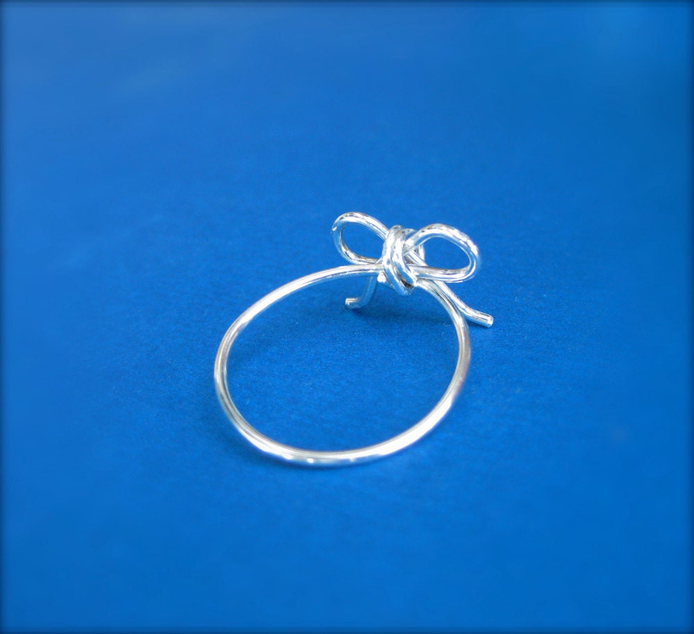 Sterling Silver Bow Ring, Handmade Ring, Wire Ring