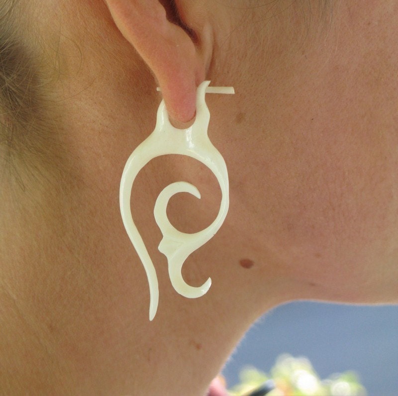 Sensuous Swirling Earrings/Pendant - Bone -SALE