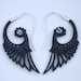 Feathers of love Earrings - black wood, abalone, sterling silver