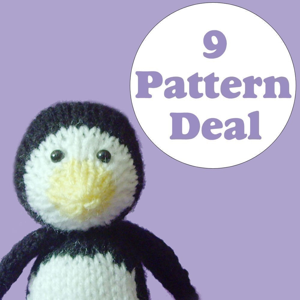 KNITTING PATTERN DEAL - 9 Animal Toy Patterns - you choose (pdf)