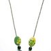 SALE - Opposites - asymmetrical necklace made of fabric, glass beads and brass filigree on brass chain