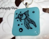 WBN Turquoise Koi Fish Stained Glass Necklace
