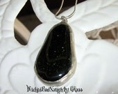 WBN Dark Green Destroyer's Tears Fused Glass Necklace WickedBadNaughty Glass