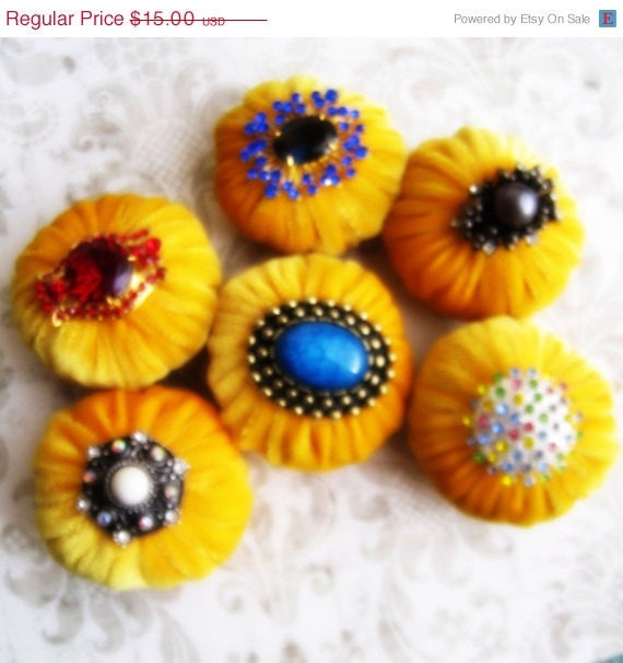 ON SALE Amber Yellow Emery Pincushion / Pin Cushion - Choose your Pincushion